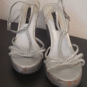 Nina Silver Distressed Wedges